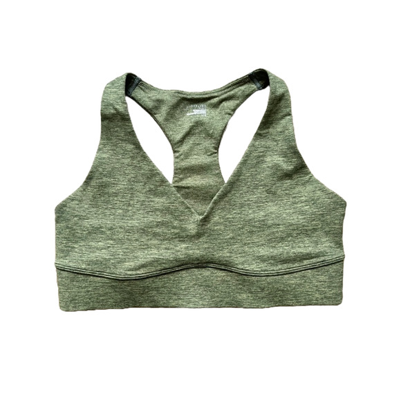 Offline by Aerie The Hugger Raceback Sports Bra Size L Olive Fun Green Workout - Picture 2 of 9